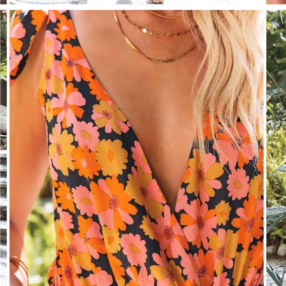 VICI Collection - KALILA FLORAL DRAPE TIE STRAP BODYSUIT - BLACK MULTI - Picture 3 of 3